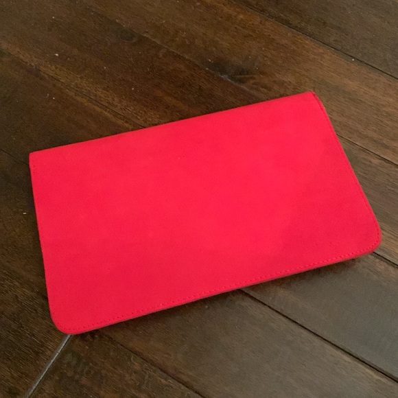 ASOS Red suede Envelope Clutch with ahold Tassel Detail - Picture 3 of 5